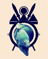 an image of a shark with a sword in its mouth